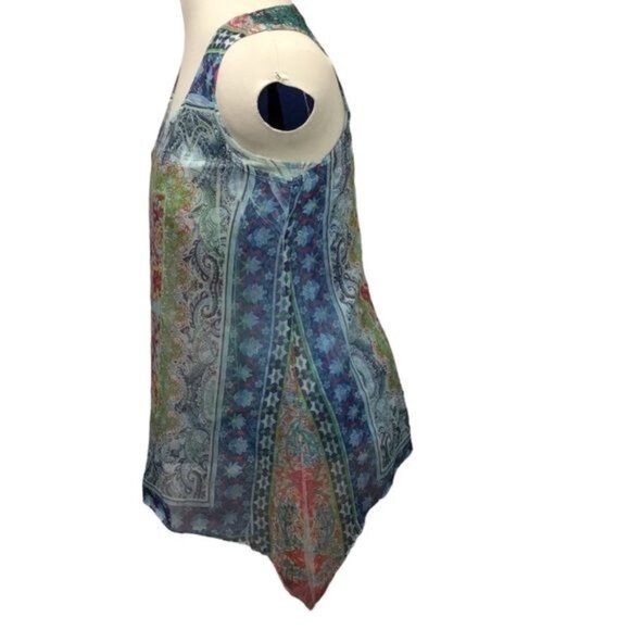 One World Women’s Sleeveless Scoop Neck Asymmetric Tunic, Blue, size PL - Picture 2 of 7